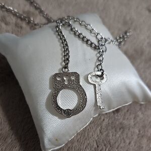 Silver Handcuff and Key Necklace